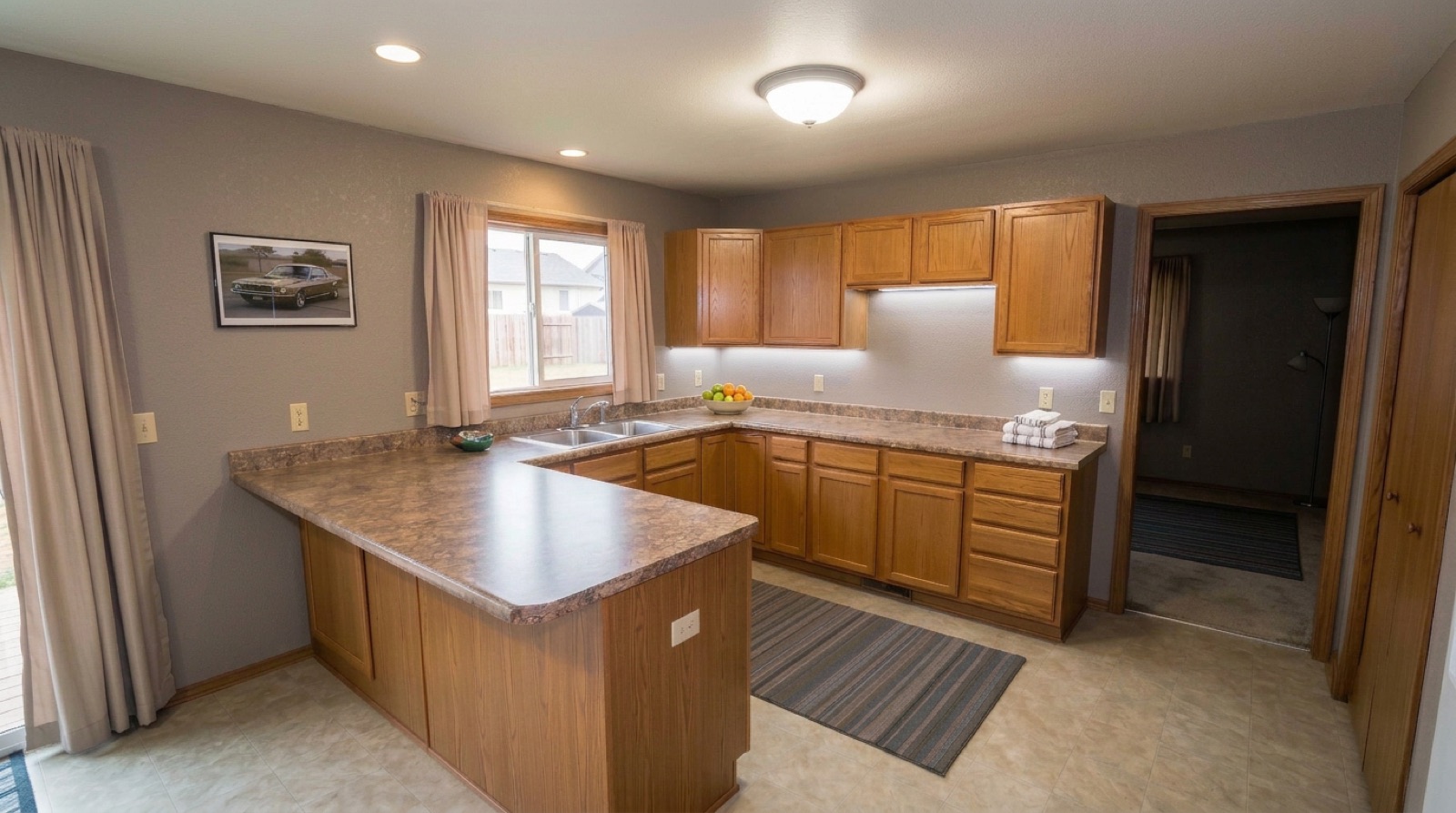 Kitchen before relighting variation two